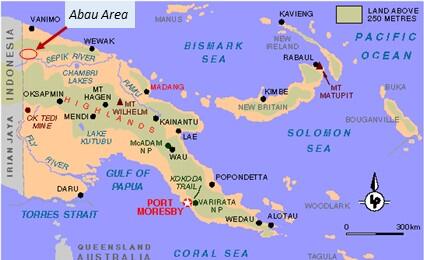 PNG map with Abau